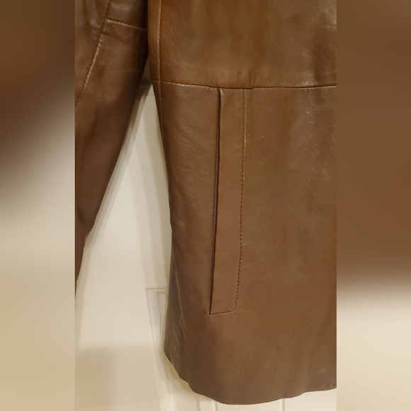 SZ L RICH WHISKEY BROWN GENUINE LEATHER BLAZER JACKET - Picture 8 of 10